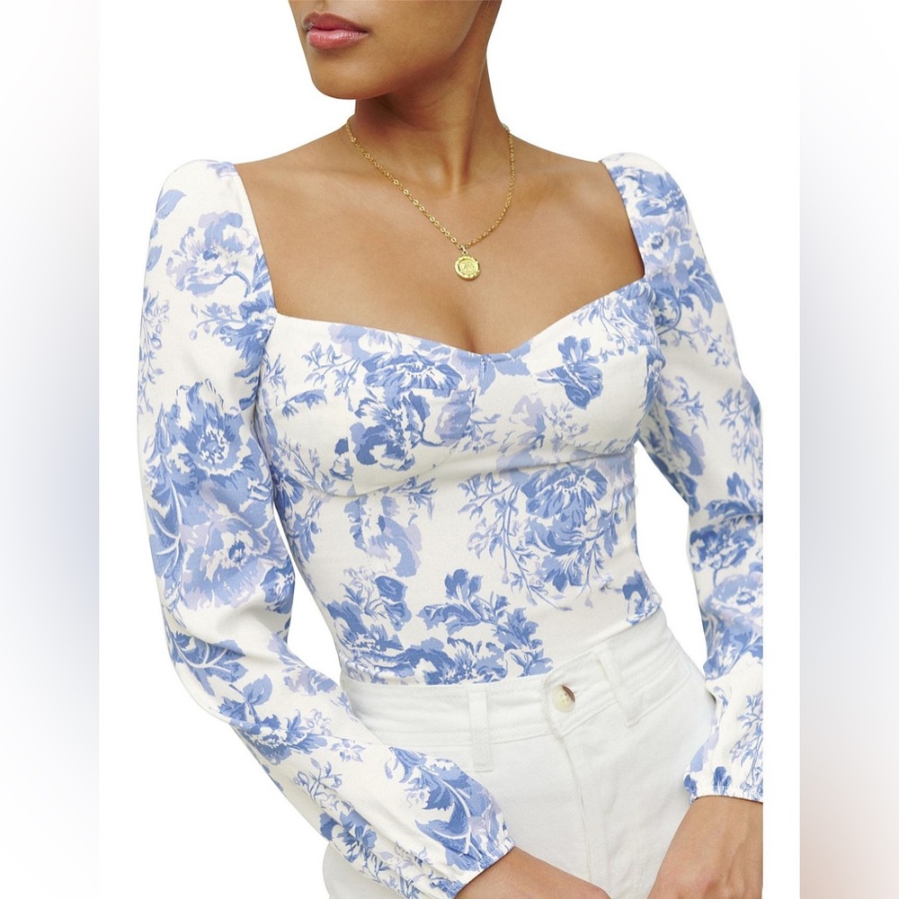 Reformation Reign Top in Olympia Print - Size 8